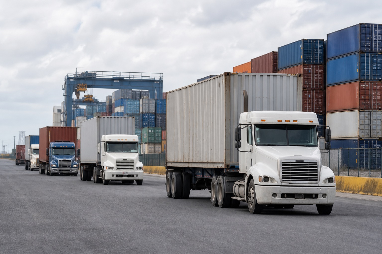 Tráileres saliendo de terminal portuaria del noreste: corredor Altamira a Monterrey