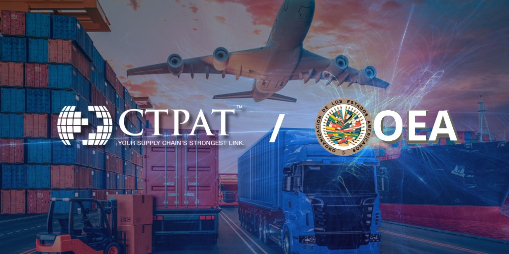 CTPAT y OEA sobre cadena multimodal: contenedores, tractocamión, buque y avión de carga